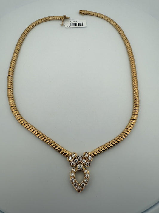 Van Cleef & Arpels 18K Yellow Gold Diamond Shaped Heart Necklace