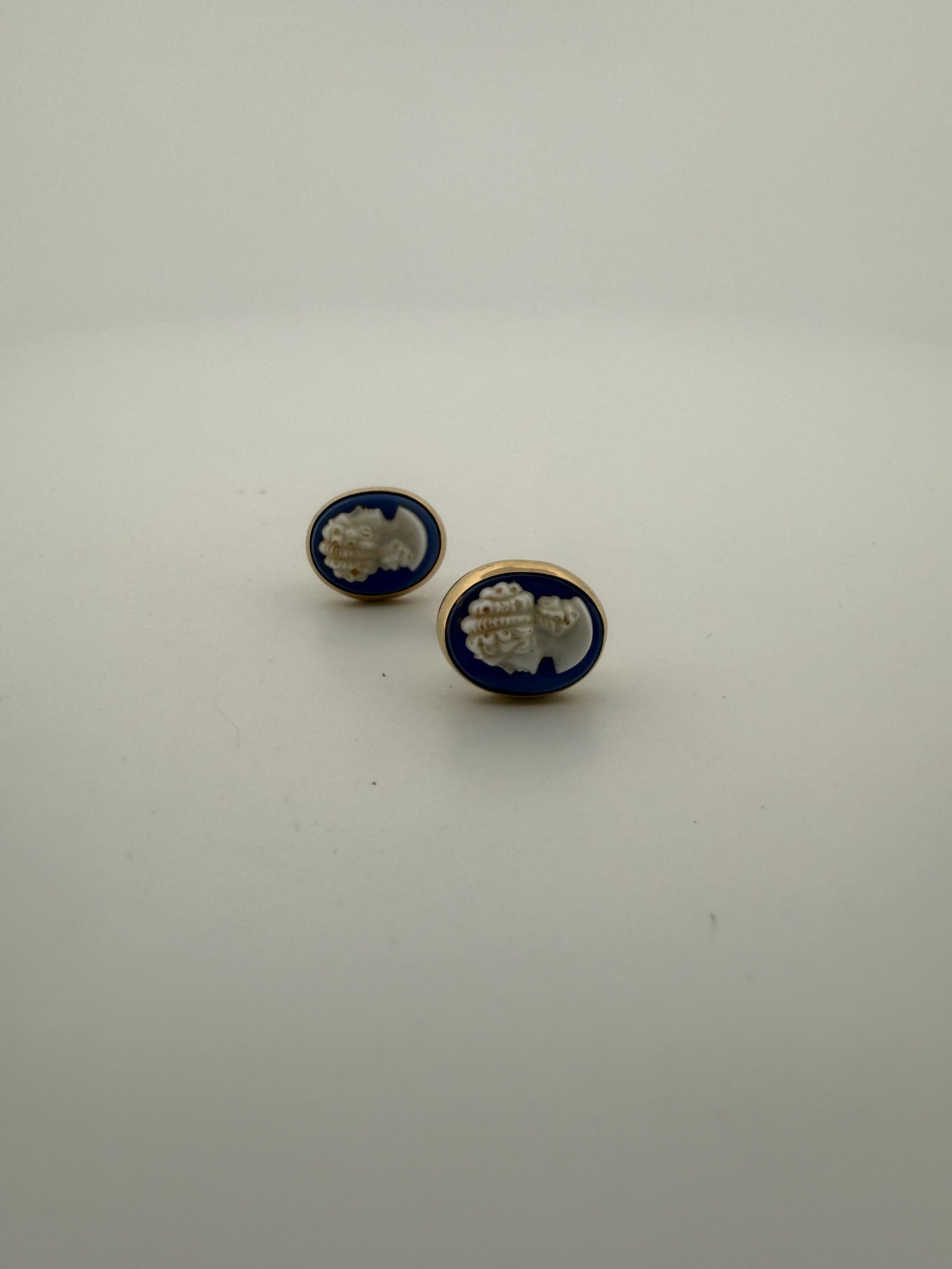 Antique Cameo Earrings with 14k Gold