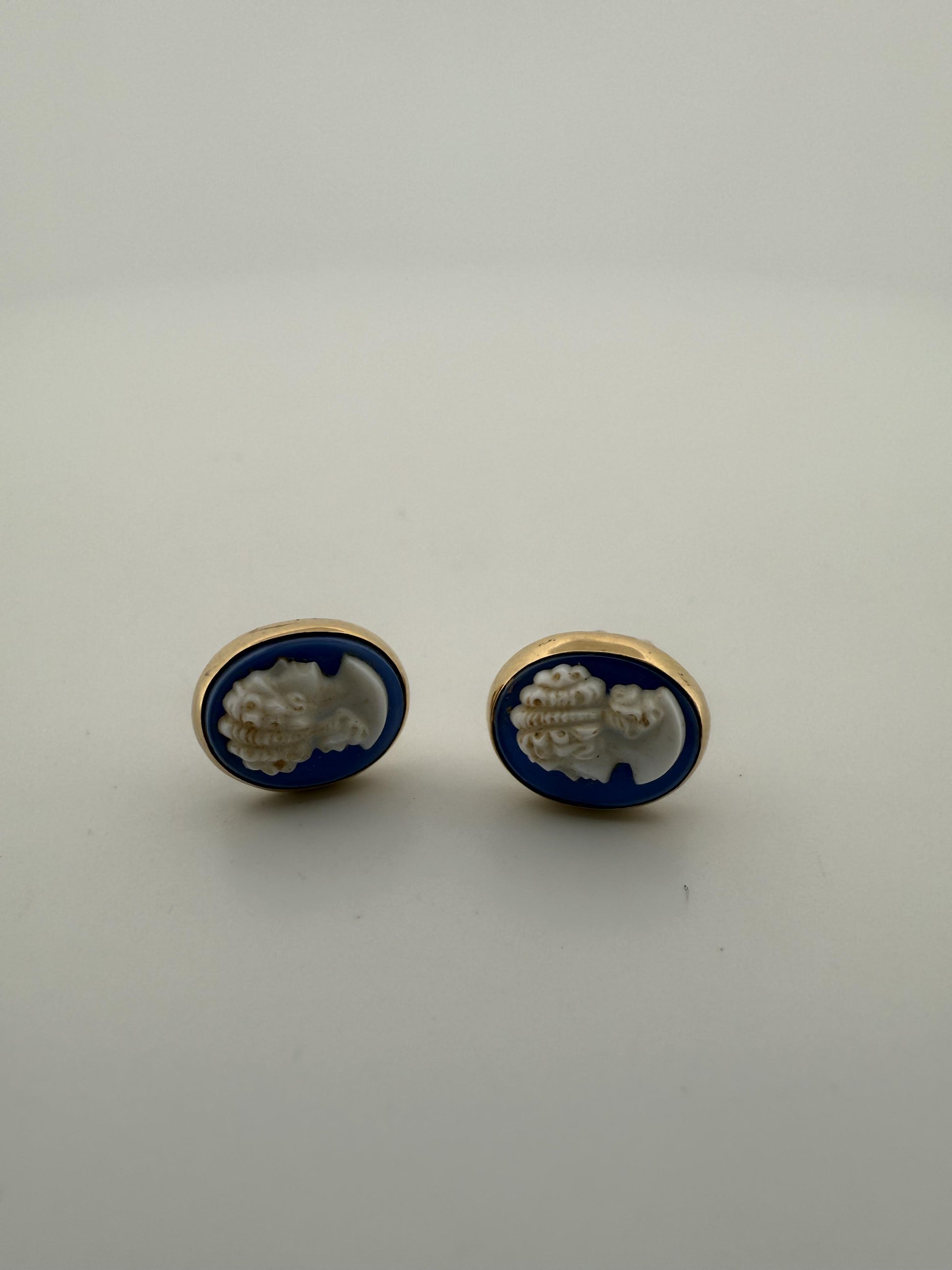 Antique Cameo Earrings with 14k Gold