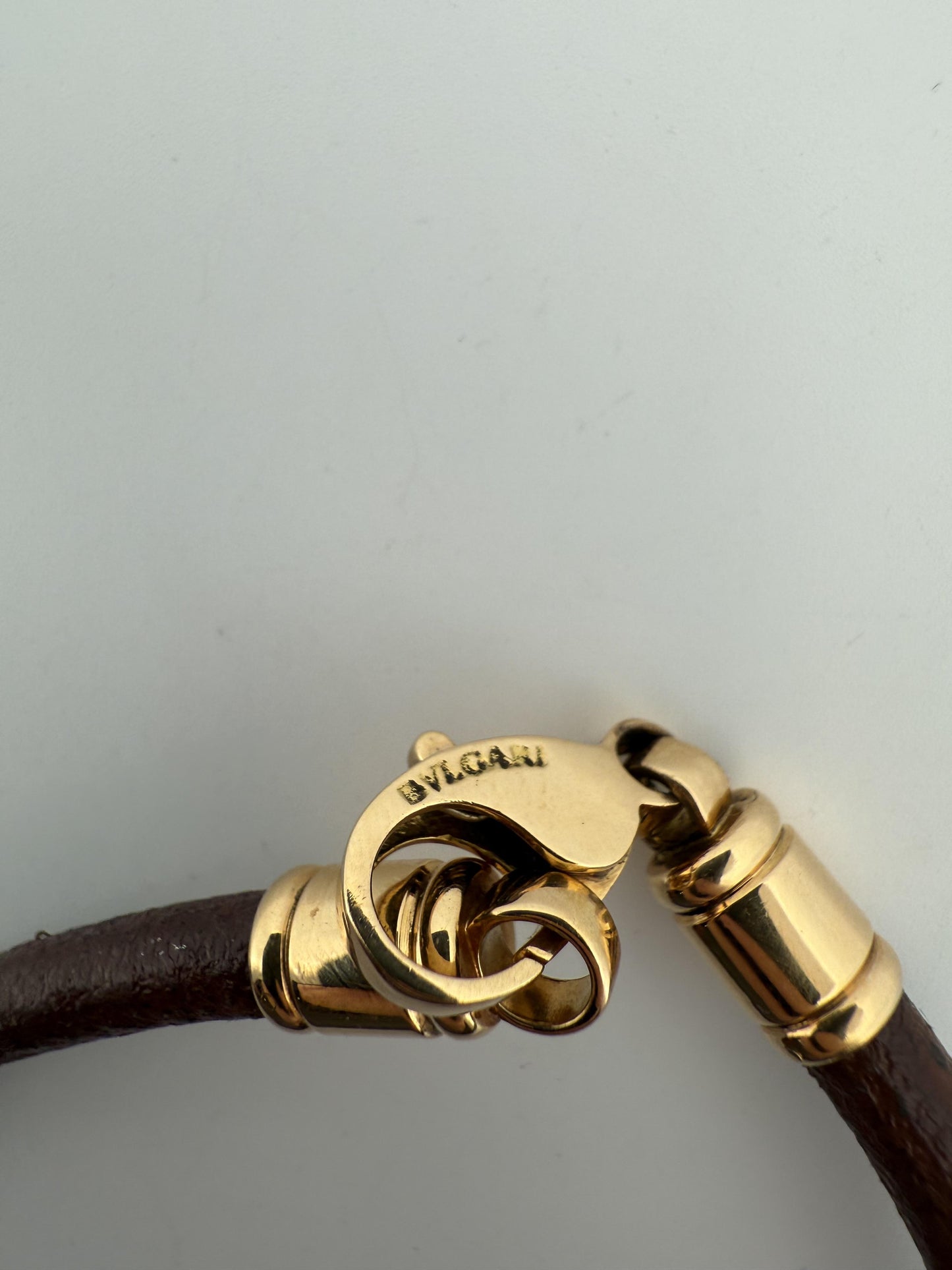 Bulgari Spinning MOP Optical Illusion Pendant w/18K and Leather Necklace