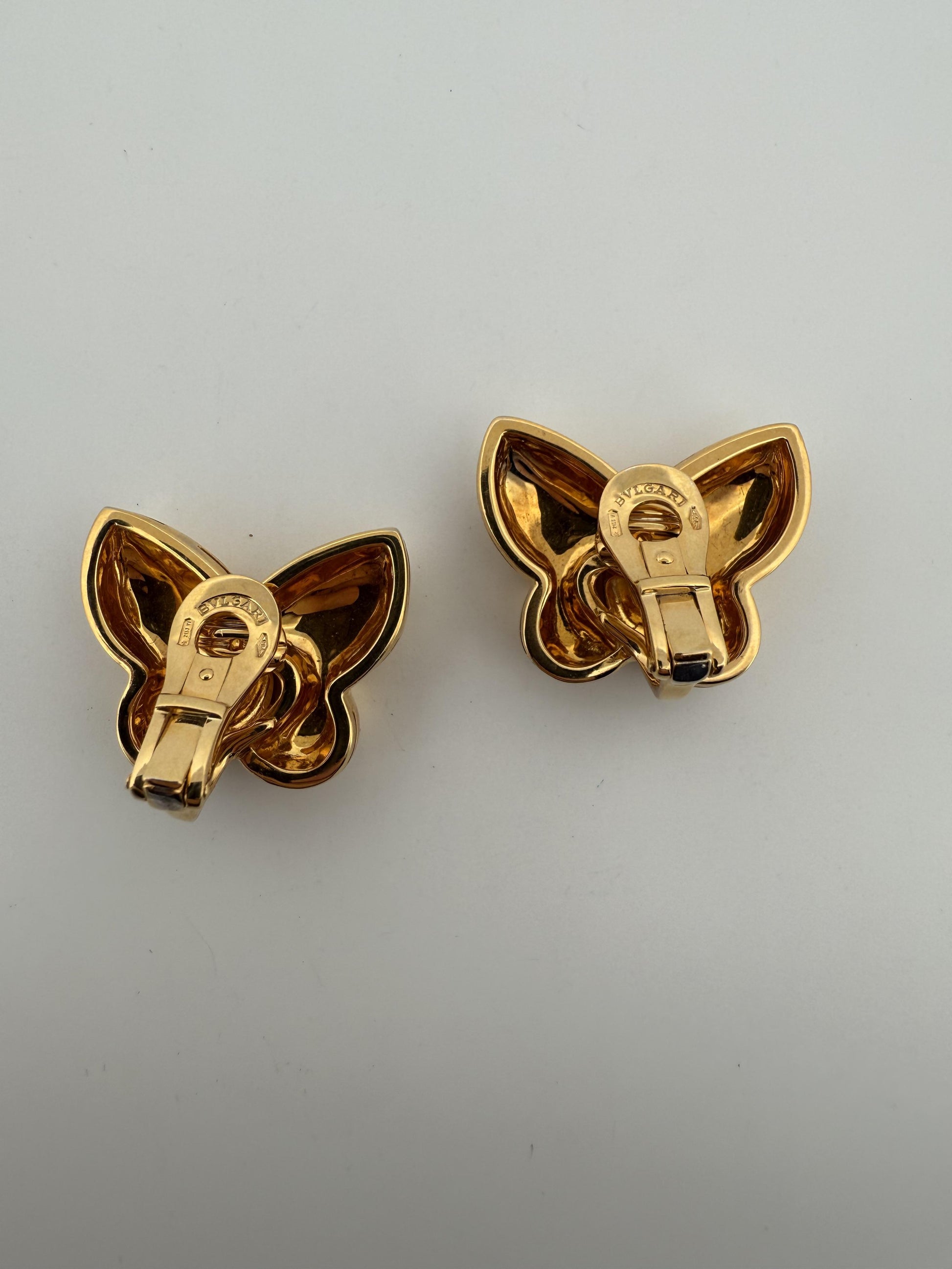 Bulgari Farfalle 18K Yellow Gold Butterfly Earrings