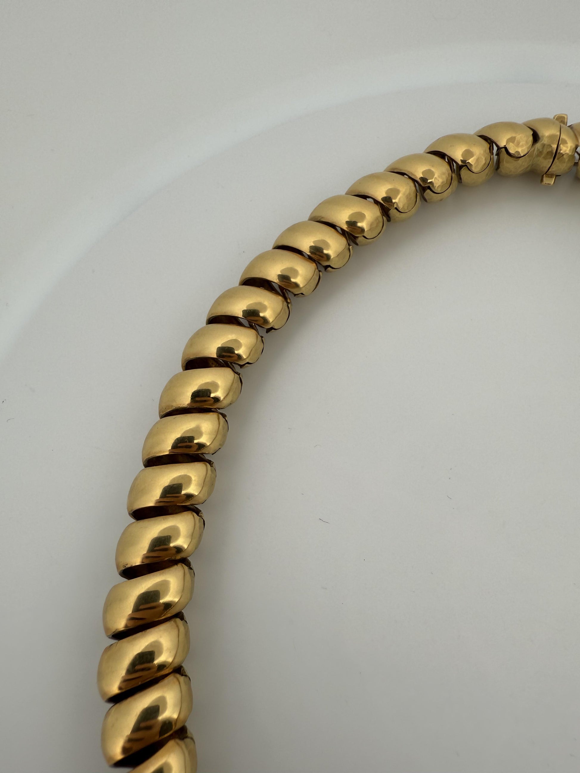 "H. Stern" Napier Hammered and Smooth 18K Gold Finished Necklace