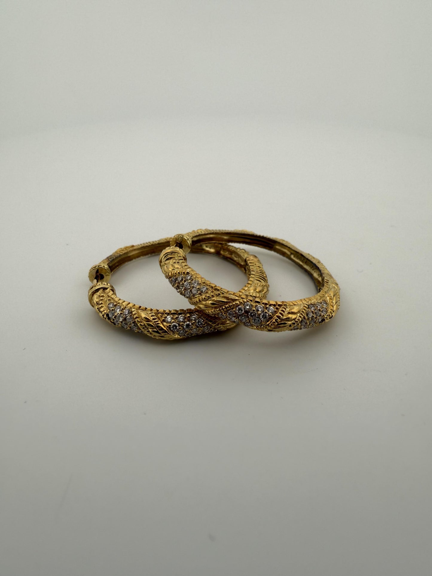 Vintage Braided Judith Ripka Diamond and 18K Gold Earrings