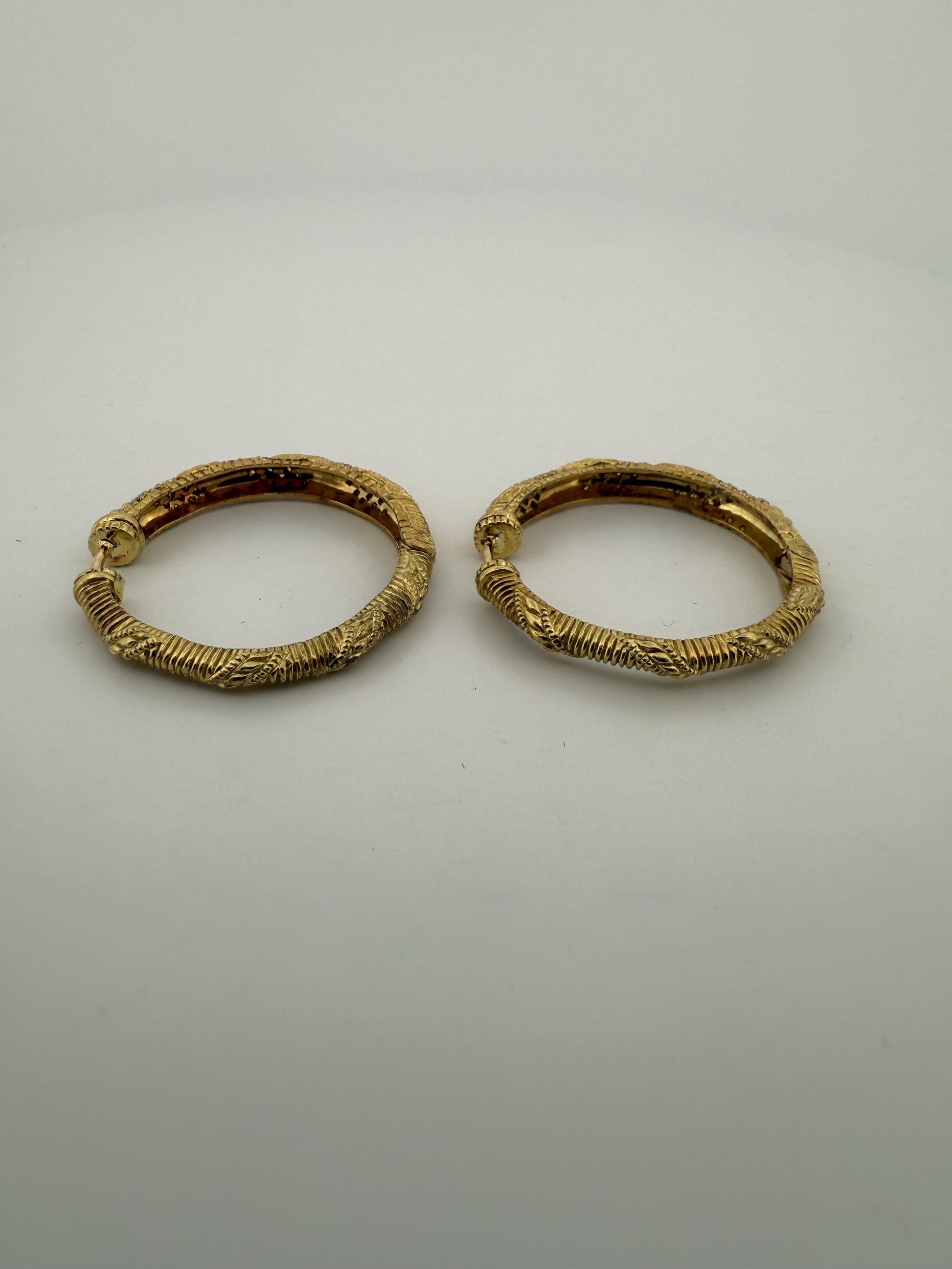 Vintage Braided Judith Ripka Diamond and 18K Gold Earrings