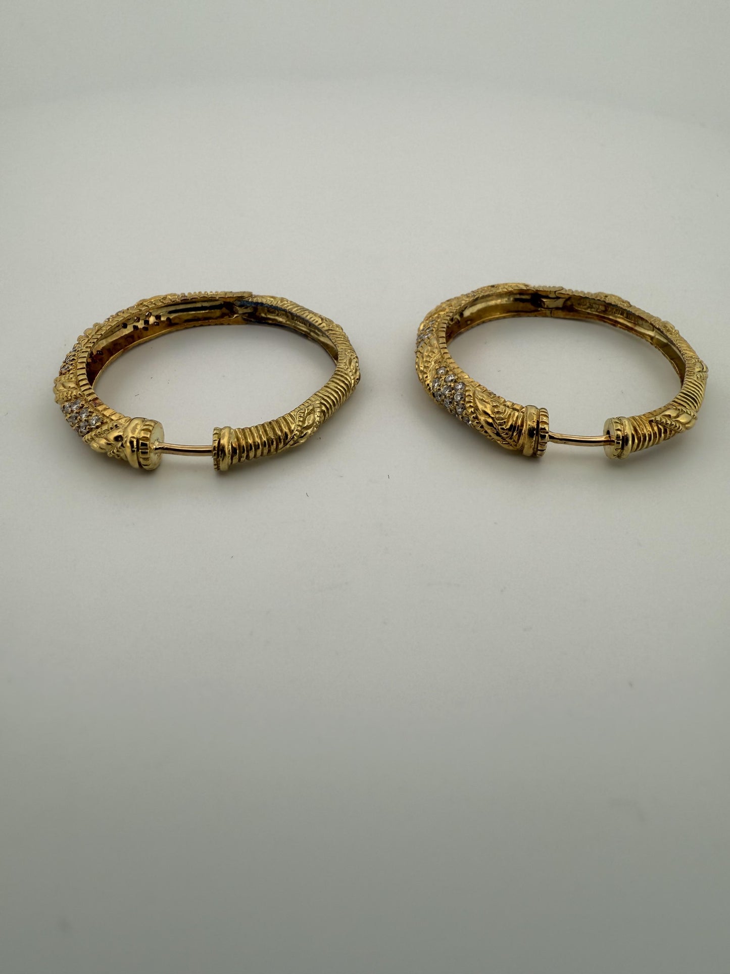 Vintage Braided Judith Ripka Diamond and 18K Gold Earrings