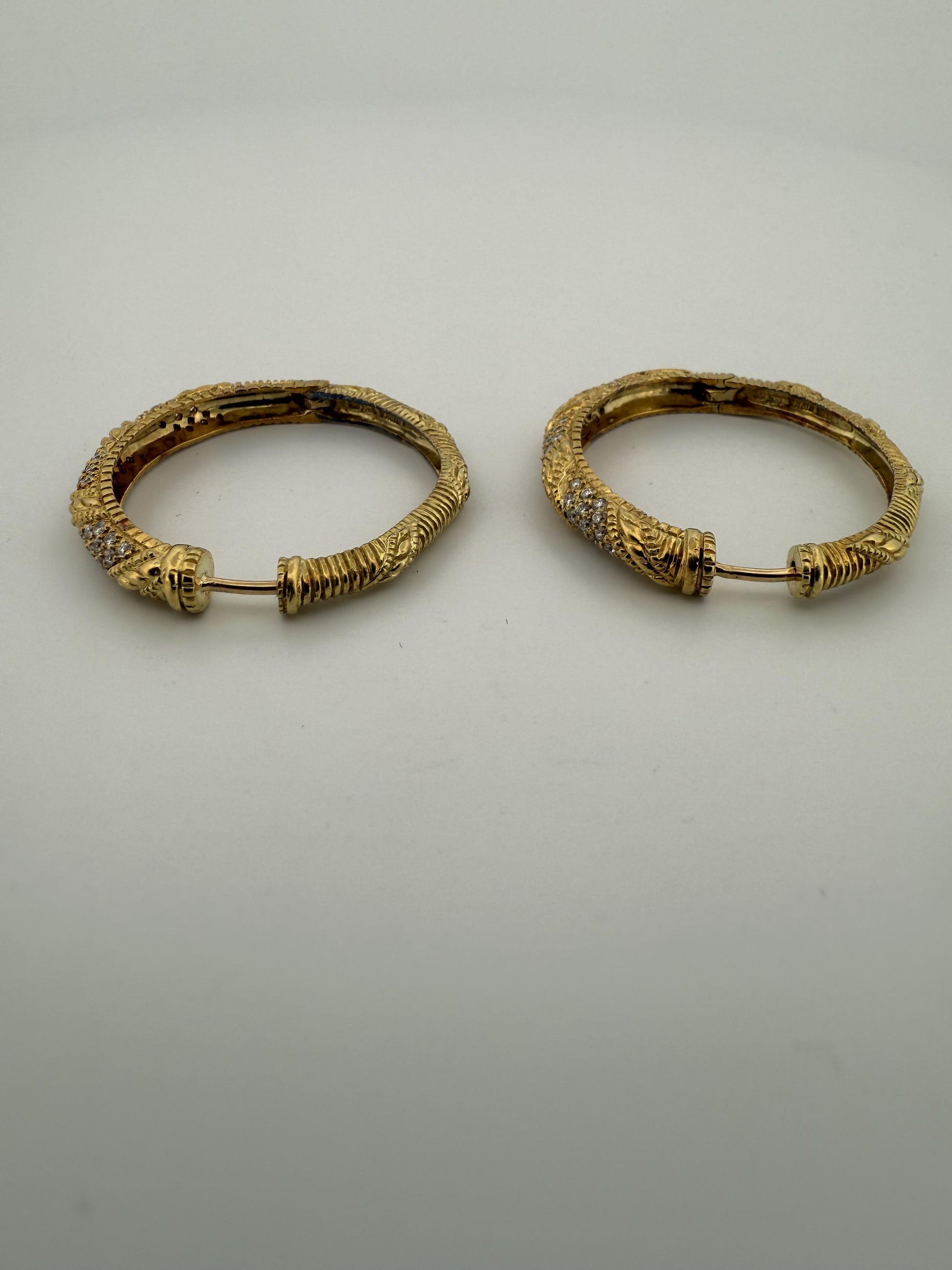 Vintage Braided Judith Ripka Diamond and 18K Gold Earrings