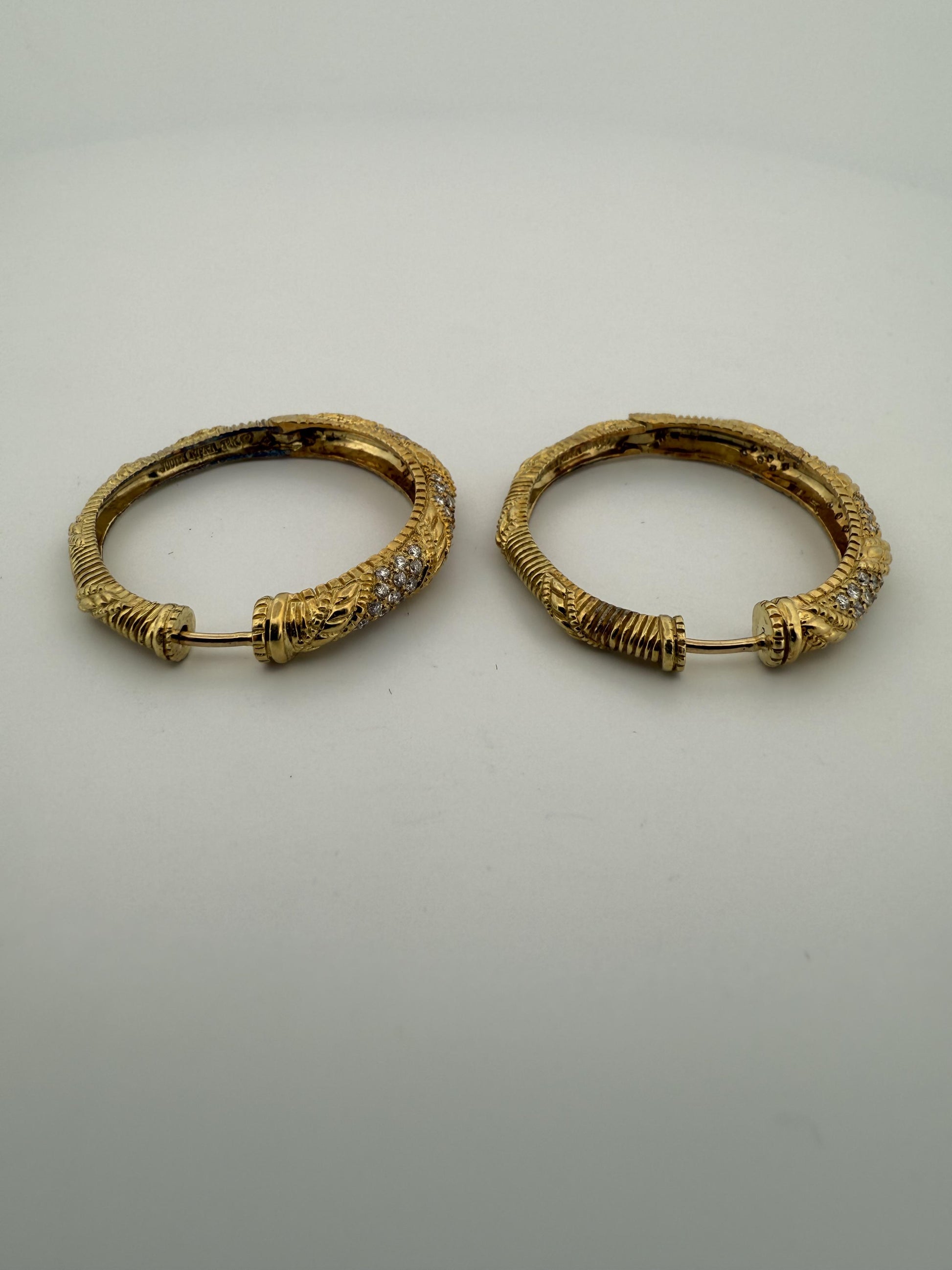 Vintage Braided Judith Ripka Diamond and 18K Gold Earrings