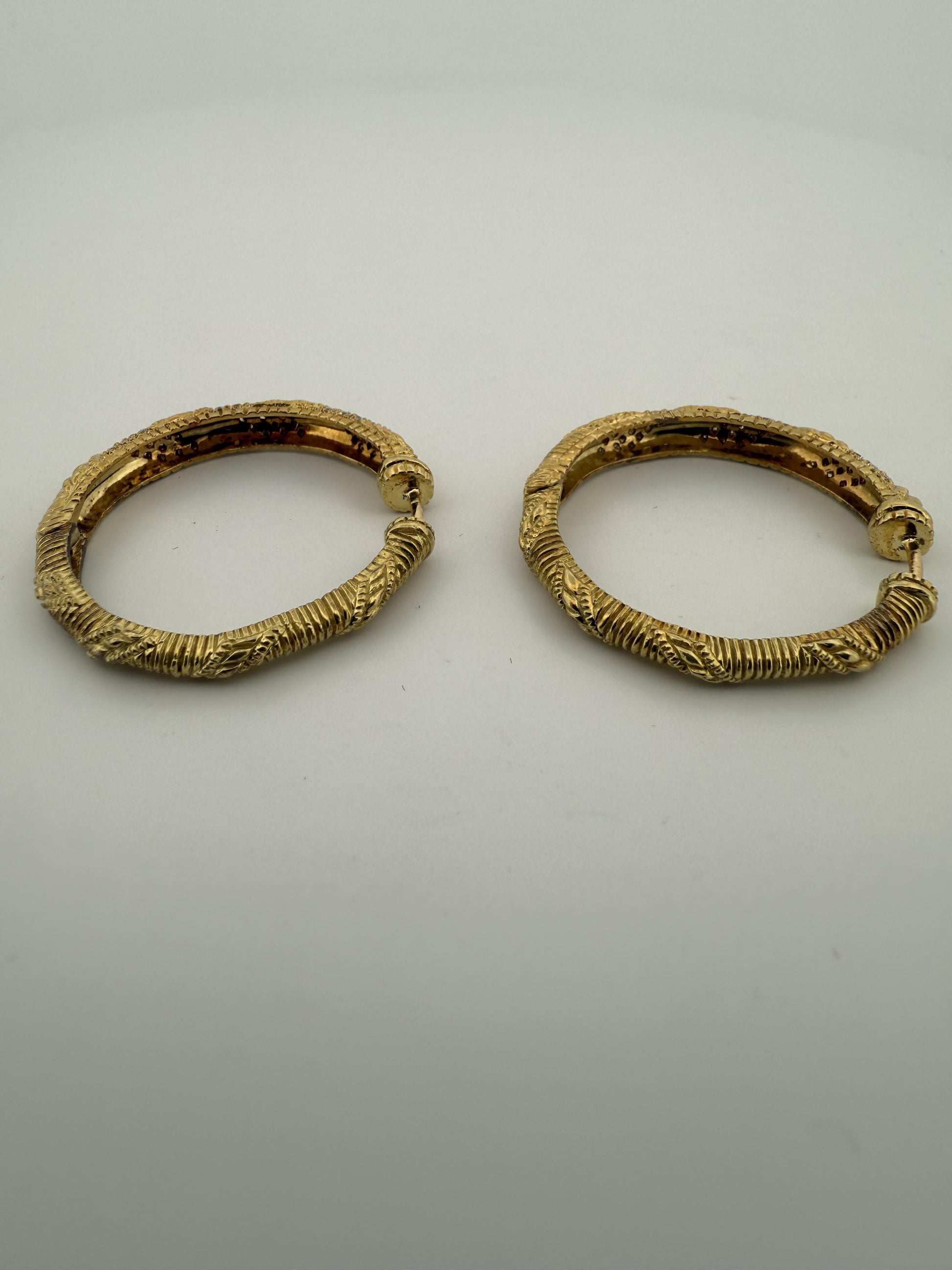 Vintage Braided Judith Ripka Diamond and 18K Gold Earrings