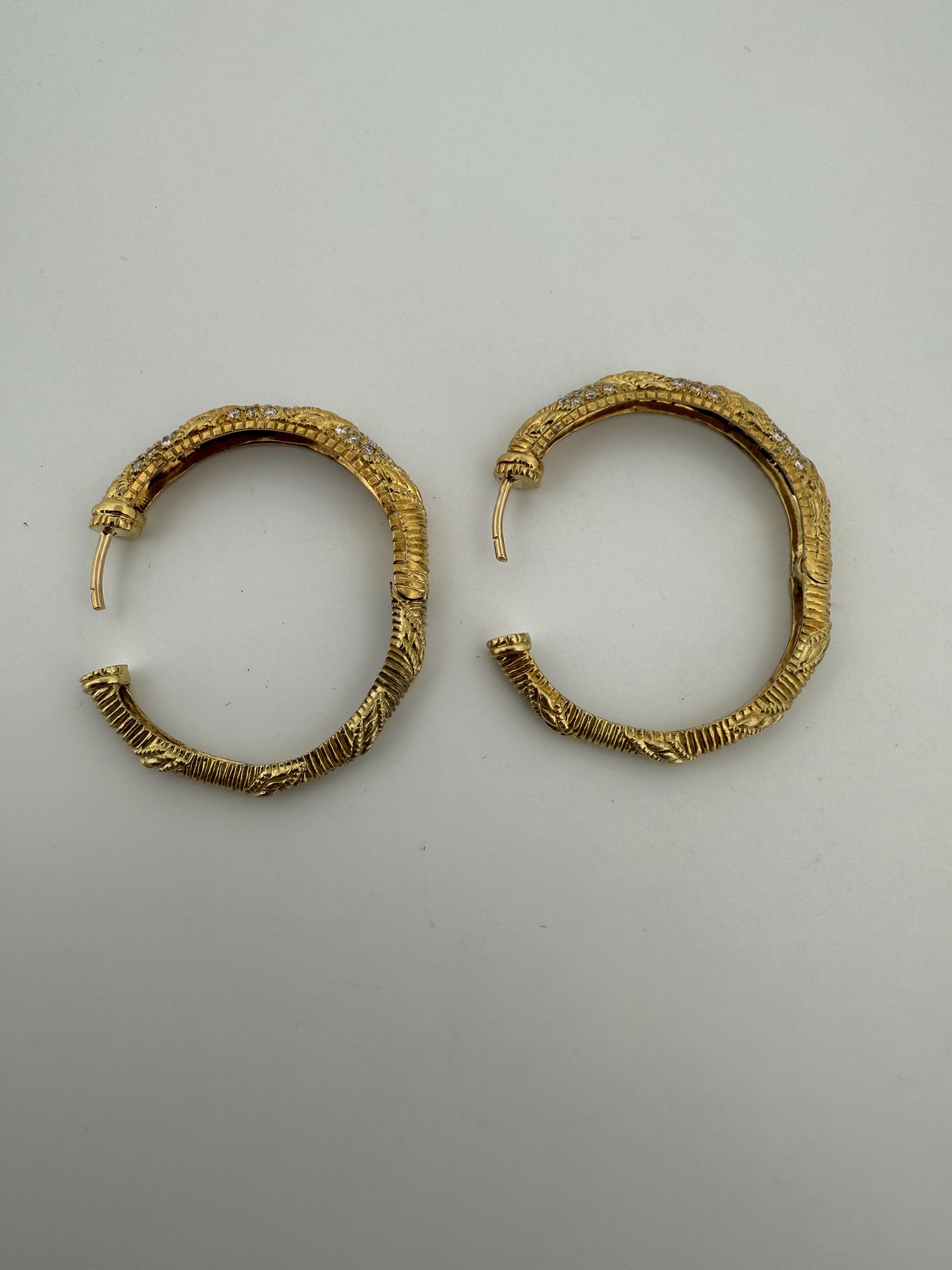 Vintage Braided Judith Ripka Diamond and 18K Gold Earrings