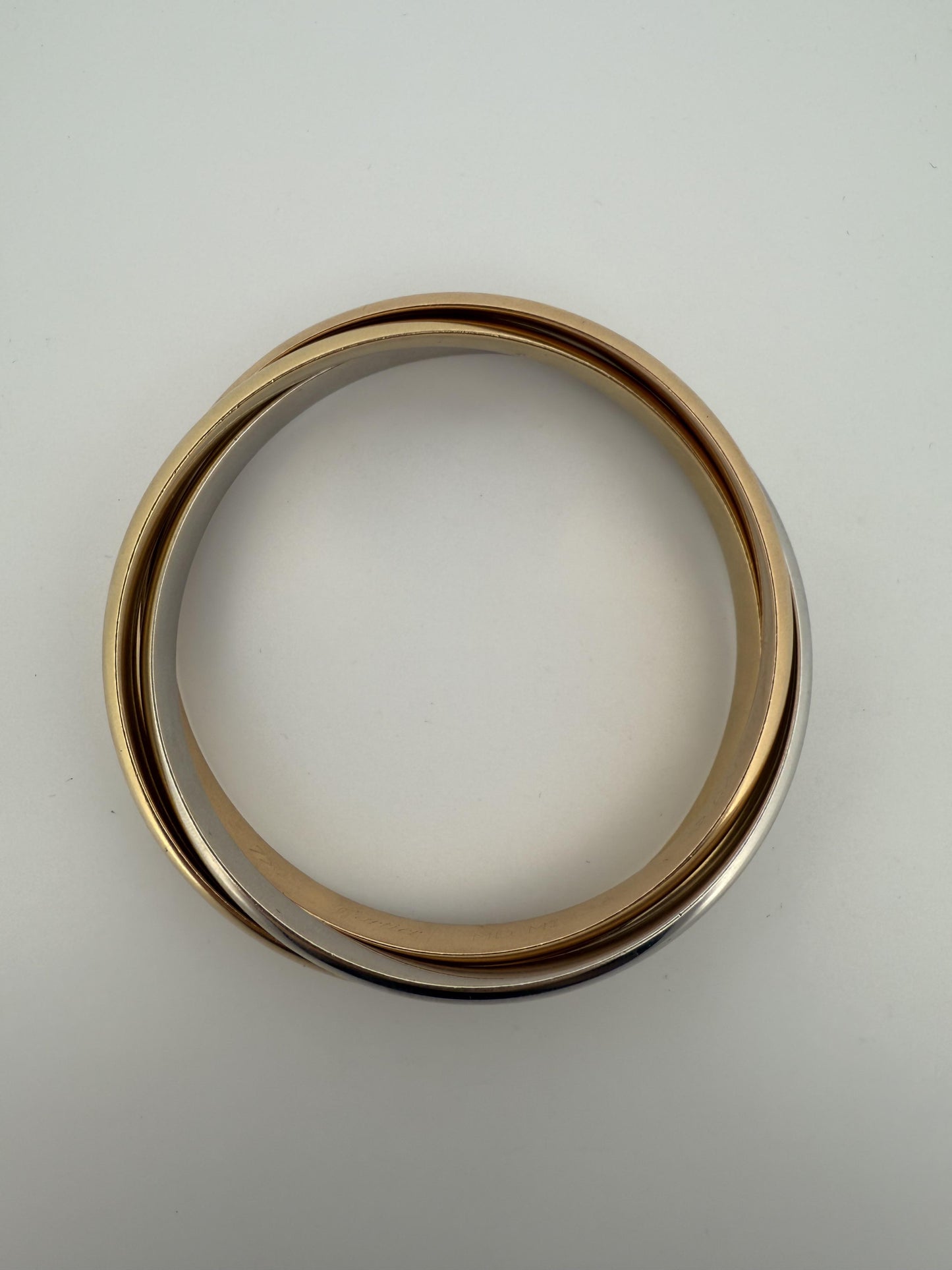 Cartier Trinity Tri-Colored Bangle in 18K Rose, White, Yellow Gold