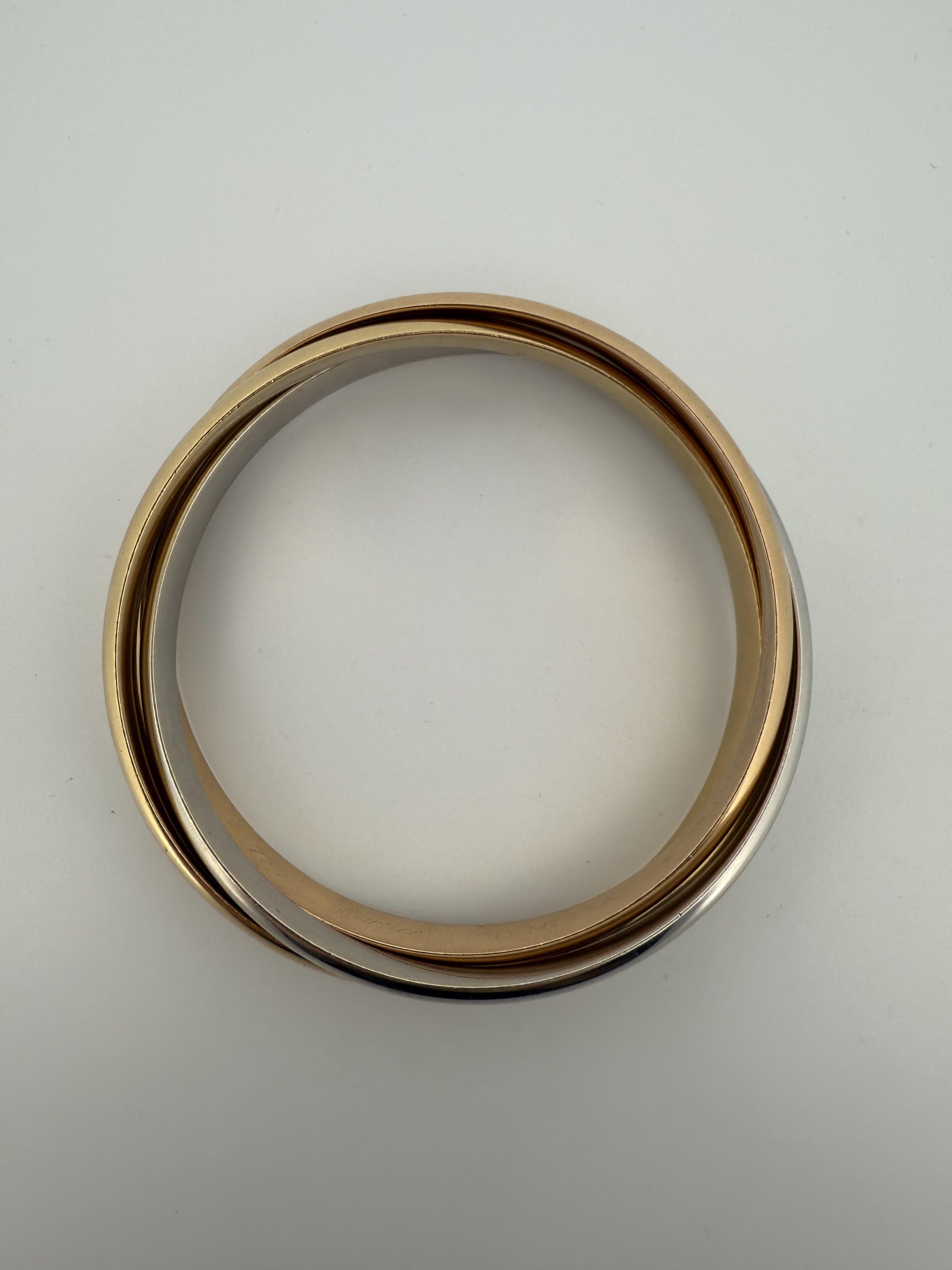 Cartier Trinity Tri-Colored Bangle in 18K Rose, White, Yellow Gold