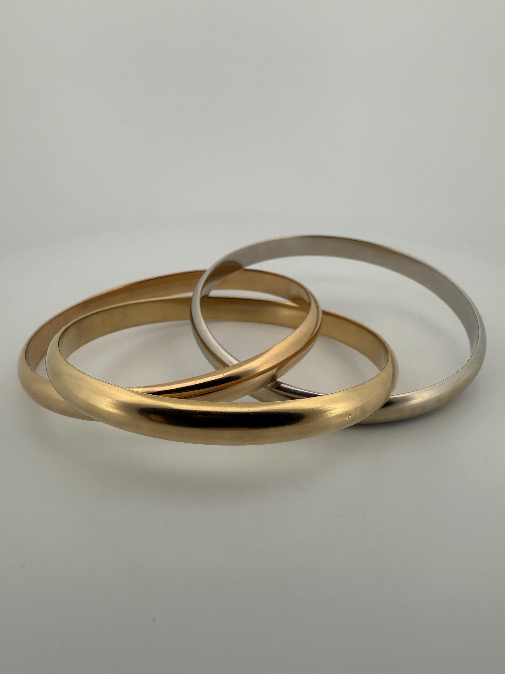 Cartier Trinity Tri-Colored Bangle in 18K Rose, White, Yellow Gold