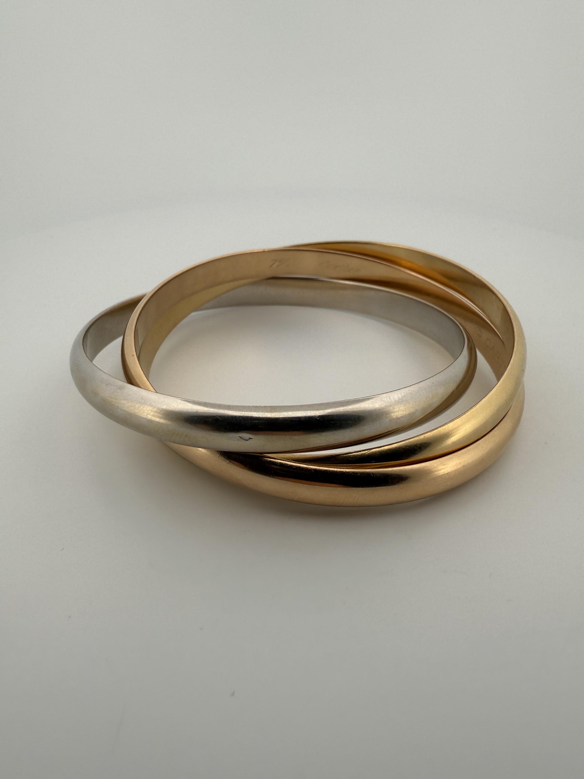 Cartier Trinity Tri-Colored Bangle in 18K Rose, White, Yellow Gold
