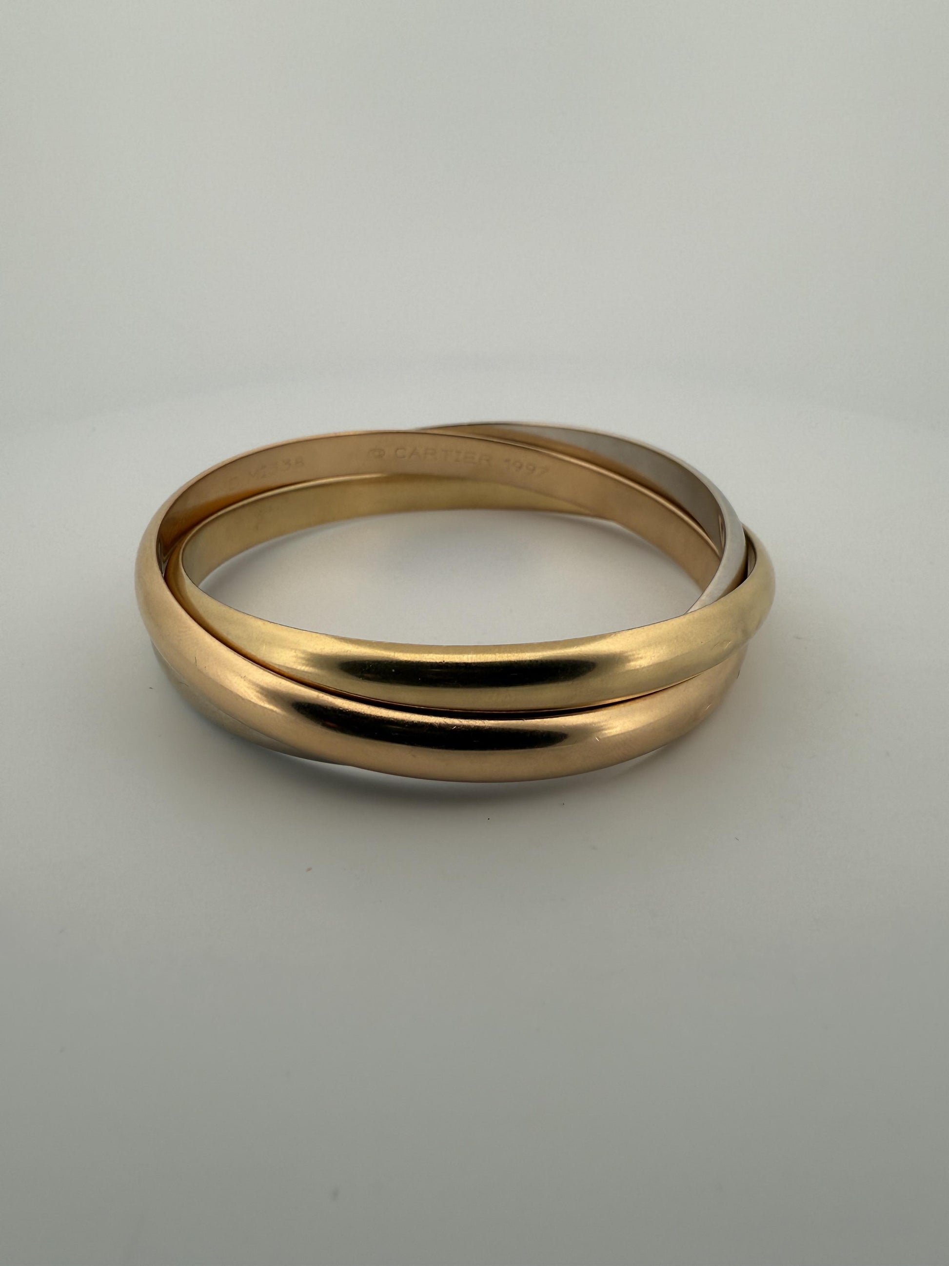 Cartier Trinity Tri-Colored Bangle in 18K Rose, White, Yellow Gold