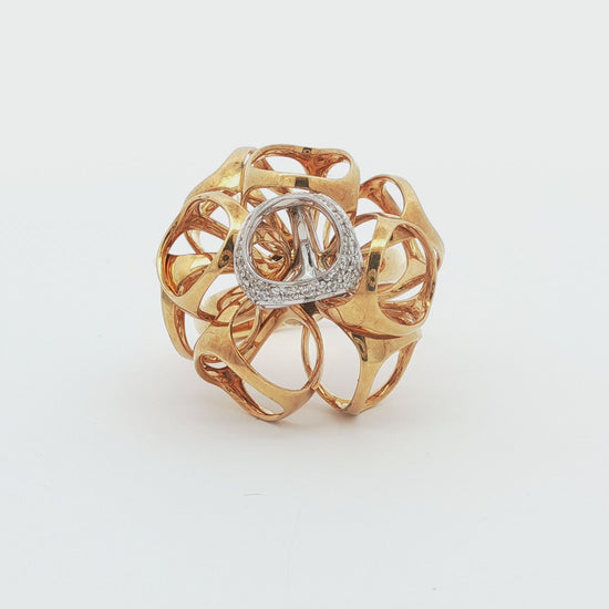Large Dimodolo Diamond Cocktail Ring in 18k Rose and Yellow Gold