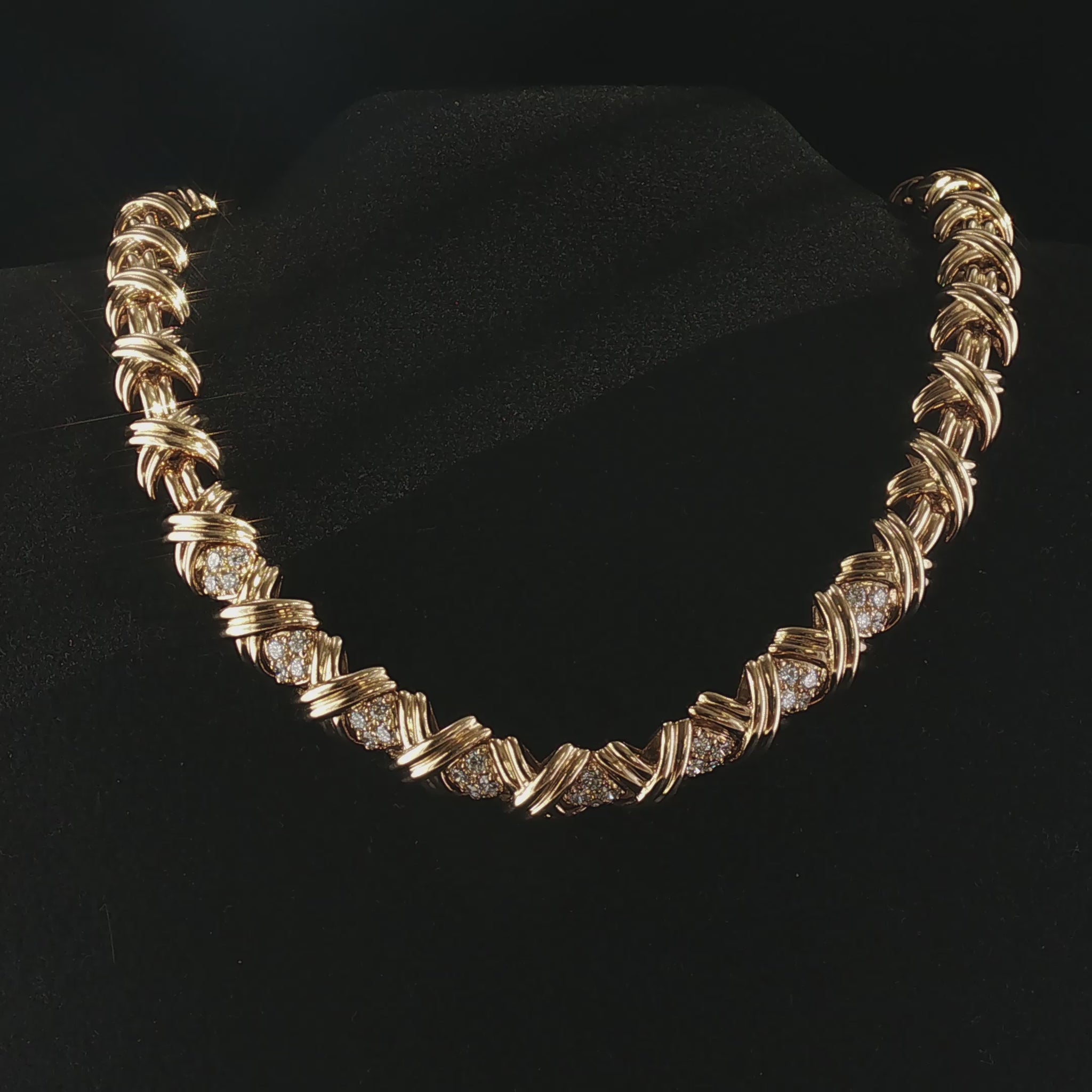 Vintage Tiffany & Co. 18K Yellow Gold and Diamond X Collection Necklace