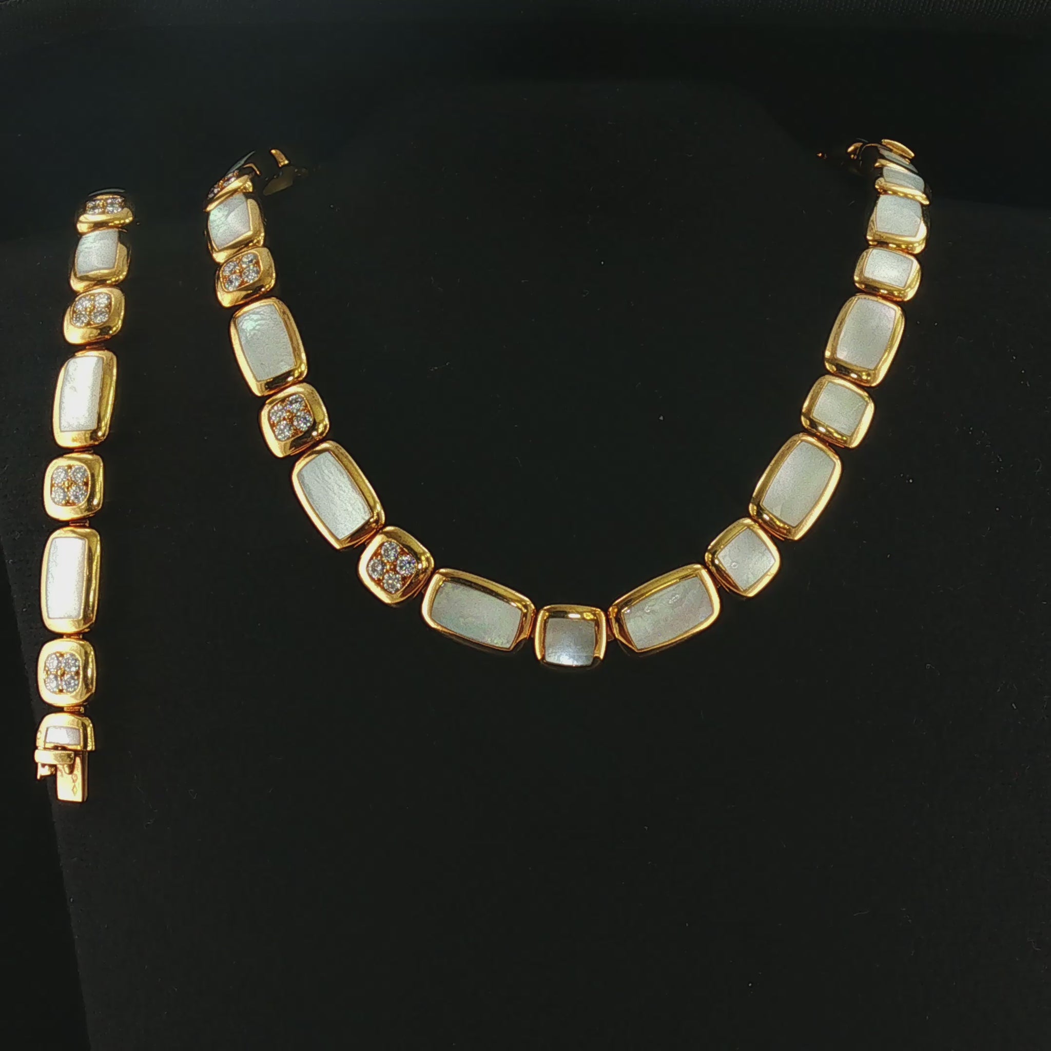 VCA 1960s Mother of Pearl and Diamond Necklace and Bracelet Set 18K