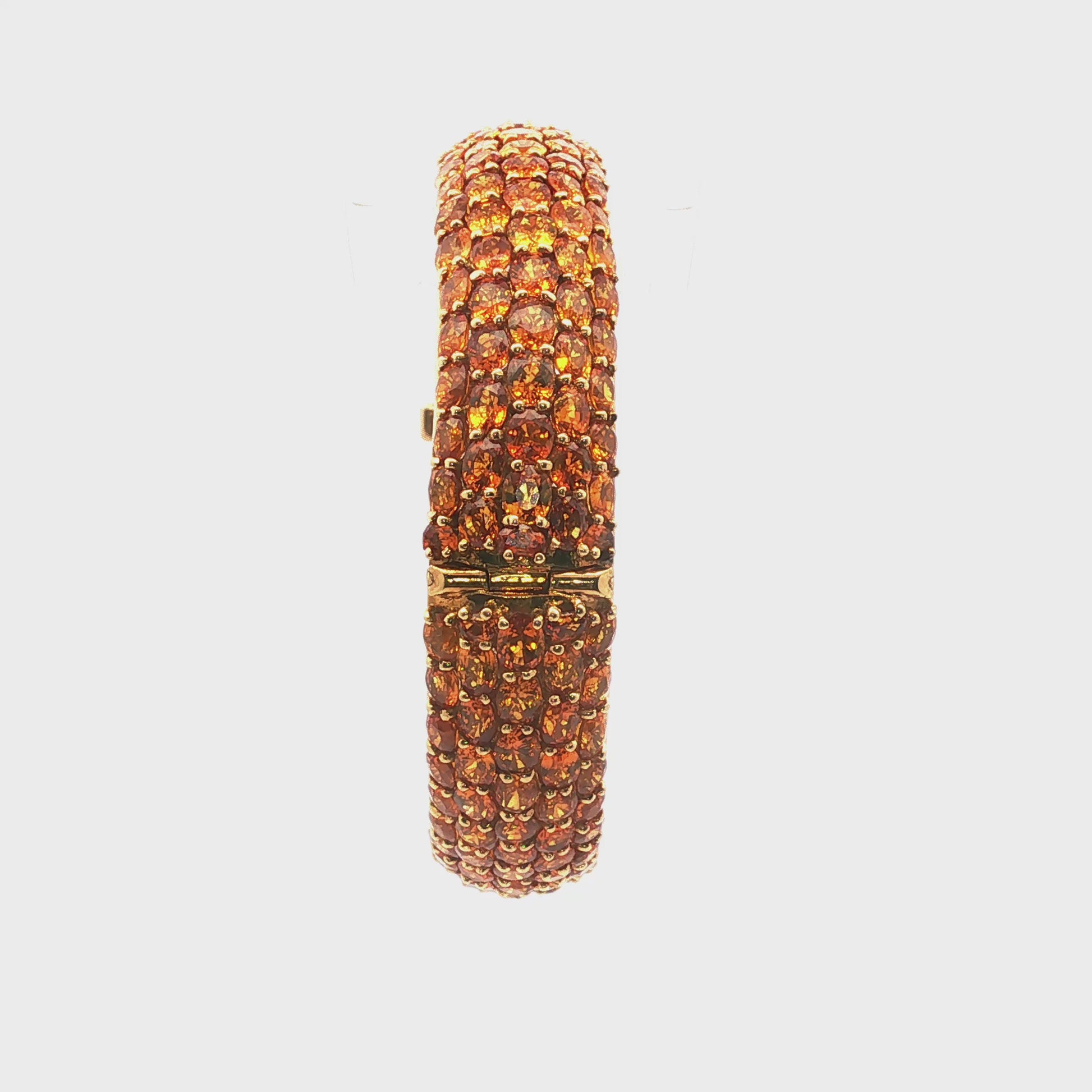 70-70 Yellow Sapphire Pave Hinged Bangle, 18K Yellow Gold