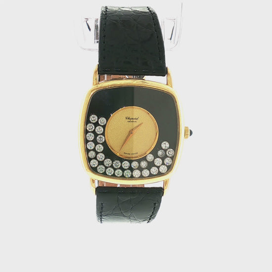 Chopard Happy Diamonds Watch in Yellow Gold w/Crocodile Strap