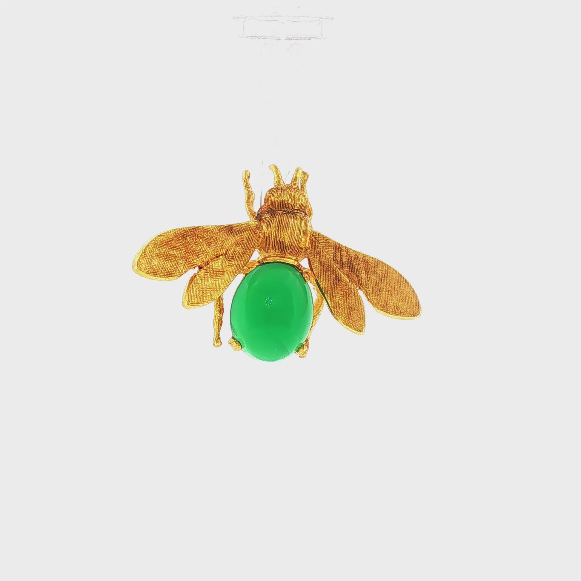 Vintage Italian Chrysoprase and 18K Yellow Gold Textured Bee
