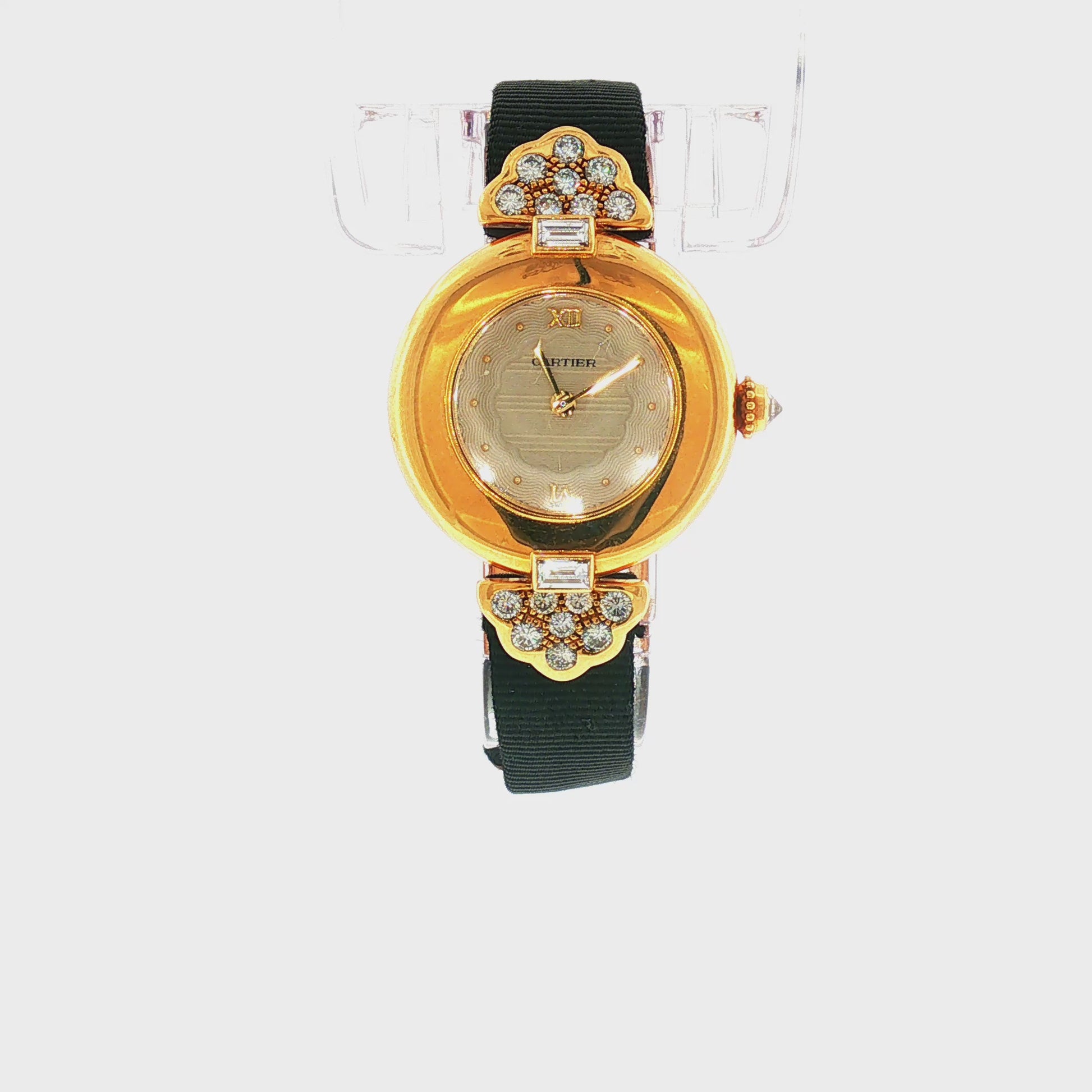 Vintage 1989 Cartier Colisee 18K Yellow Gold with Factory Diamond Ladies Watch