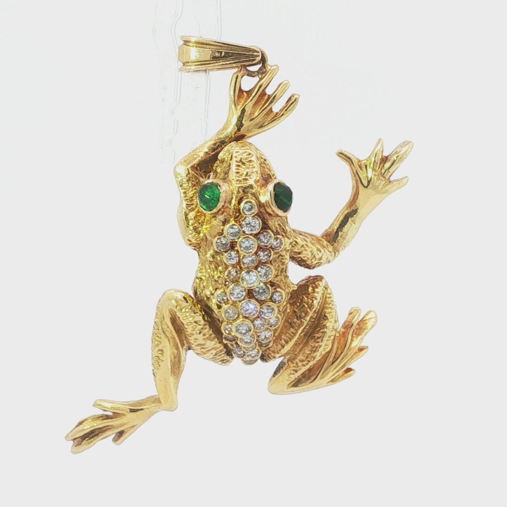 Vintage 1960s 18K Frog Pendant, Marked KV 1963