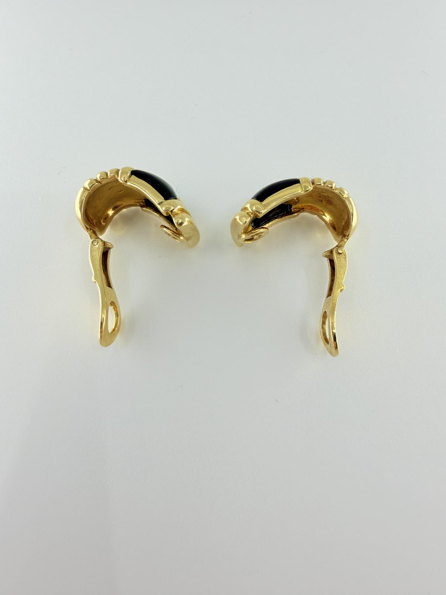 Vintage Bvlgari Onyx 18K Parentesi Clip-on Earrings