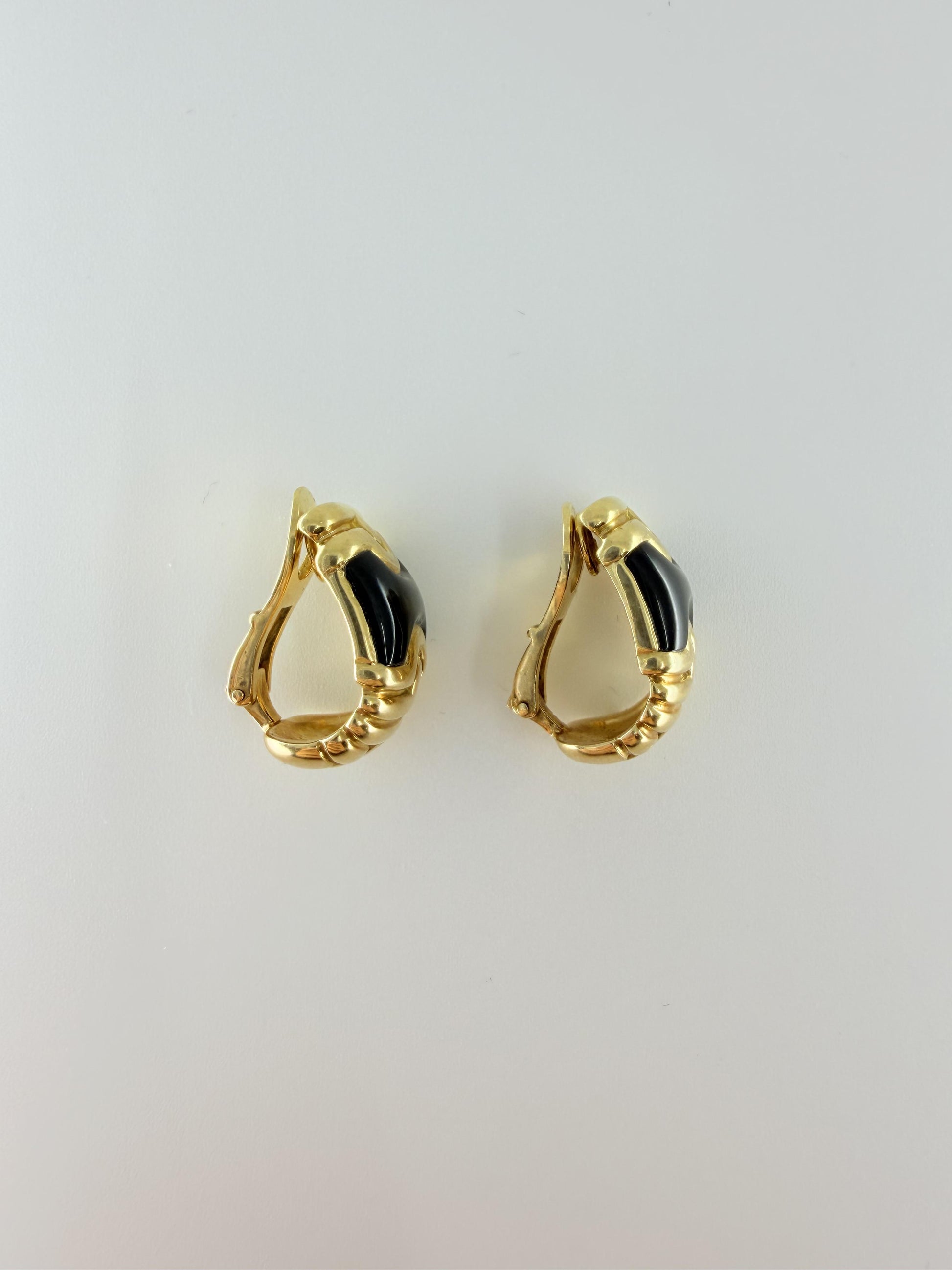 Vintage Bvlgari Onyx 18K Parentesi Clip-on Earrings
