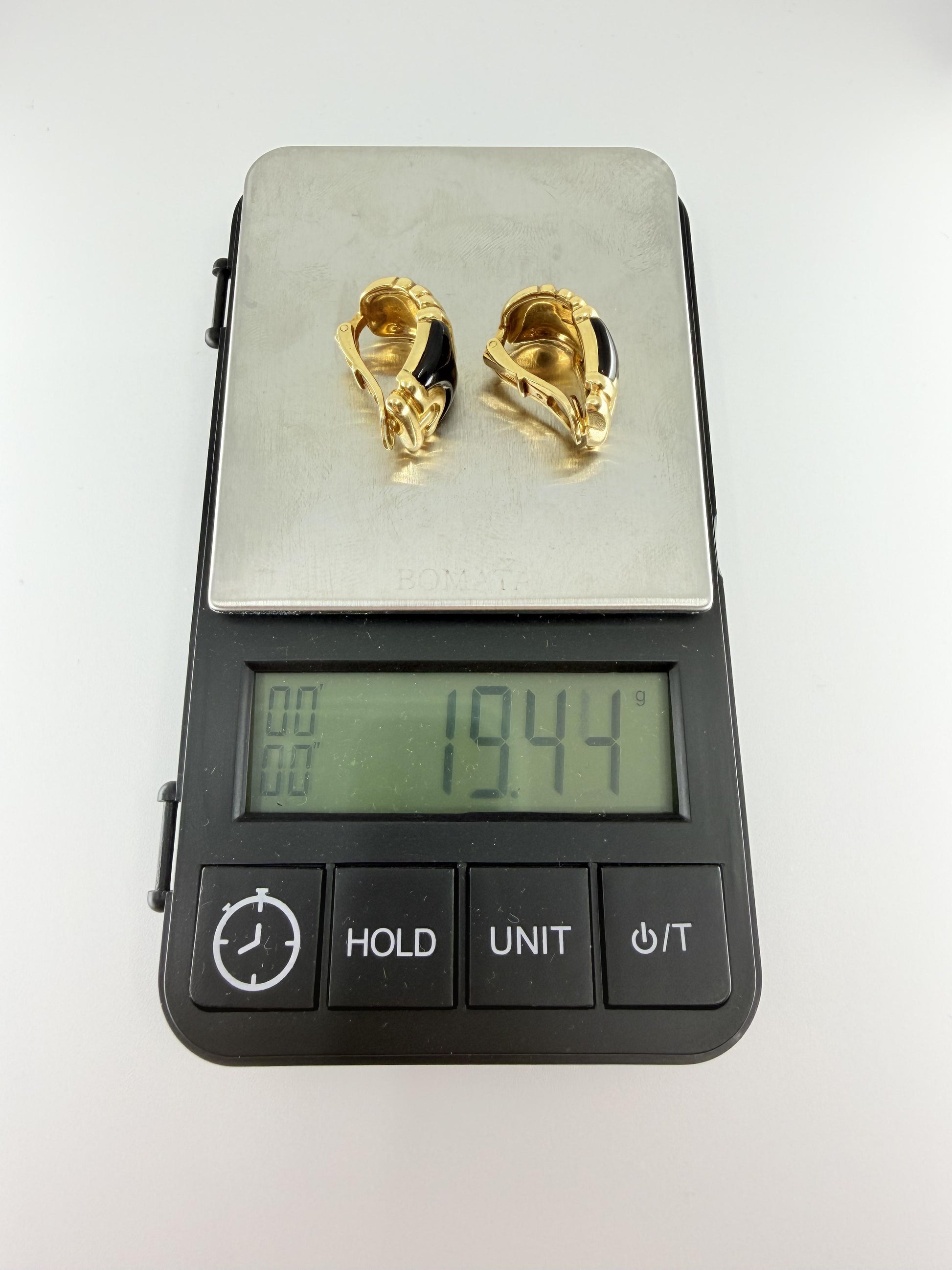Vintage Bvlgari Onyx 18K Parentesi Clip-on Earrings