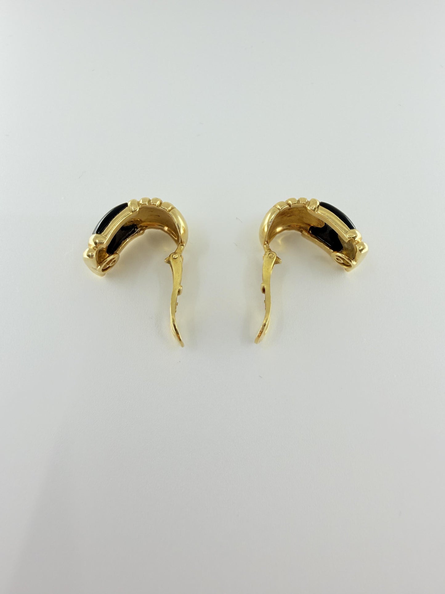 Vintage Bvlgari Onyx 18K Parentesi Clip-on Earrings