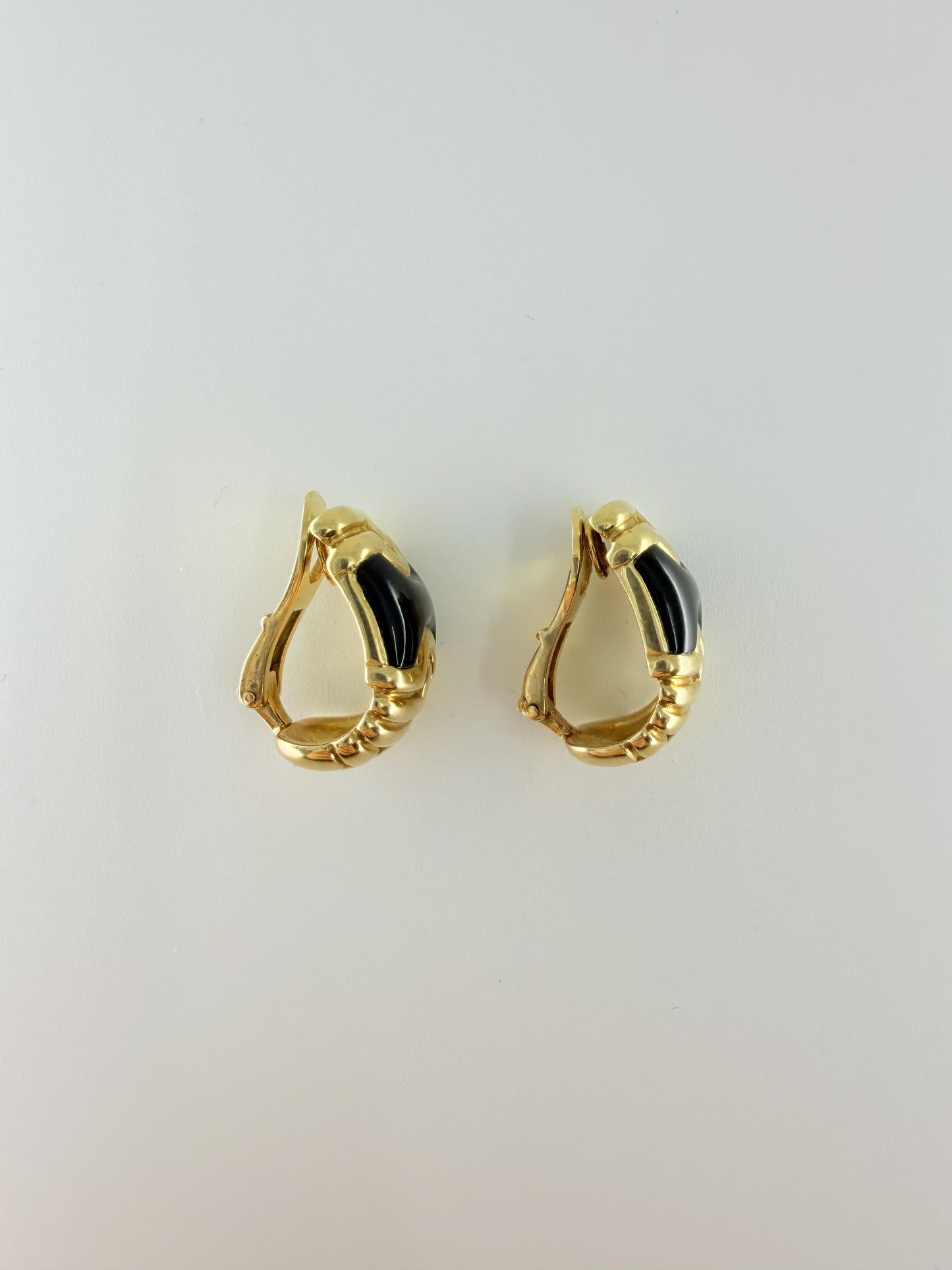Vintage Bvlgari Onyx 18K Parentesi Clip-on Earrings