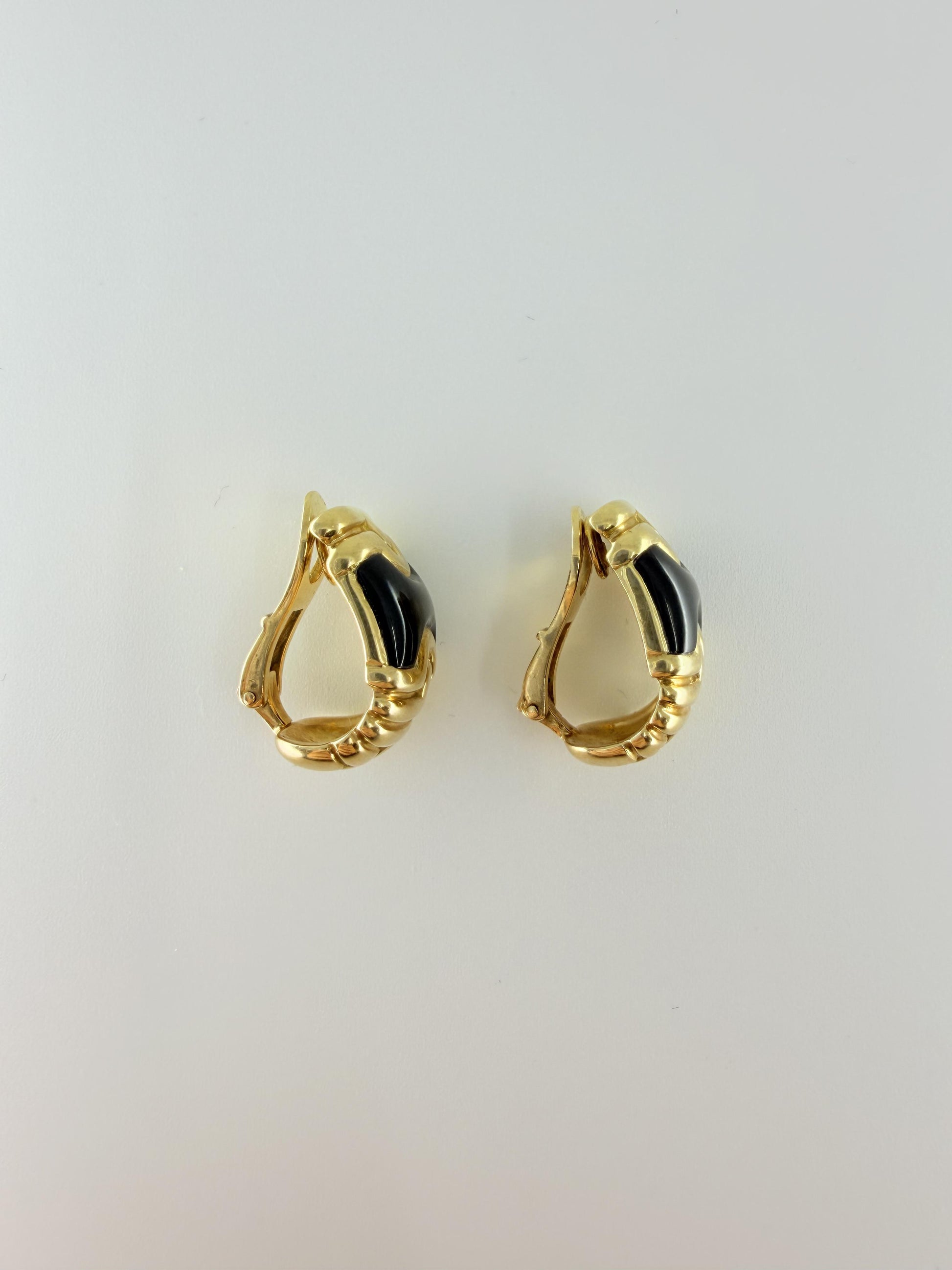 Vintage Bvlgari Onyx 18K Parentesi Clip-on Earrings